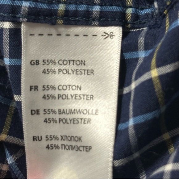 HB Harbor Bay Navy and White, Yellow Plaid  Short Sleeve Shirt 4XL - Picture 11 of 14